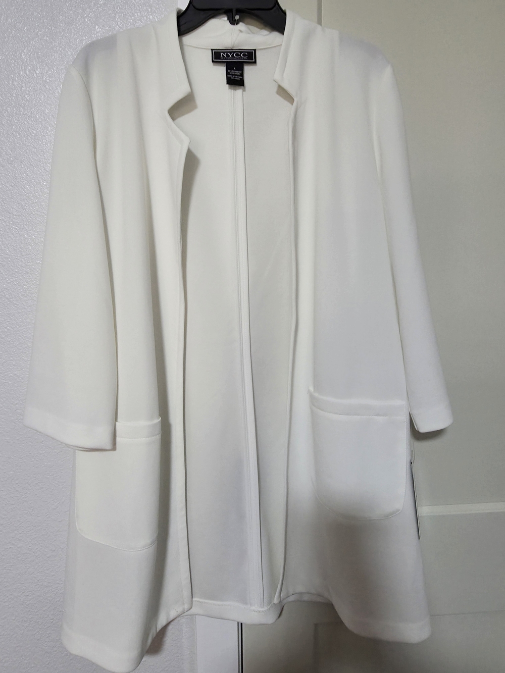 NYC Women's Cream Open-Front Blazer Jacket